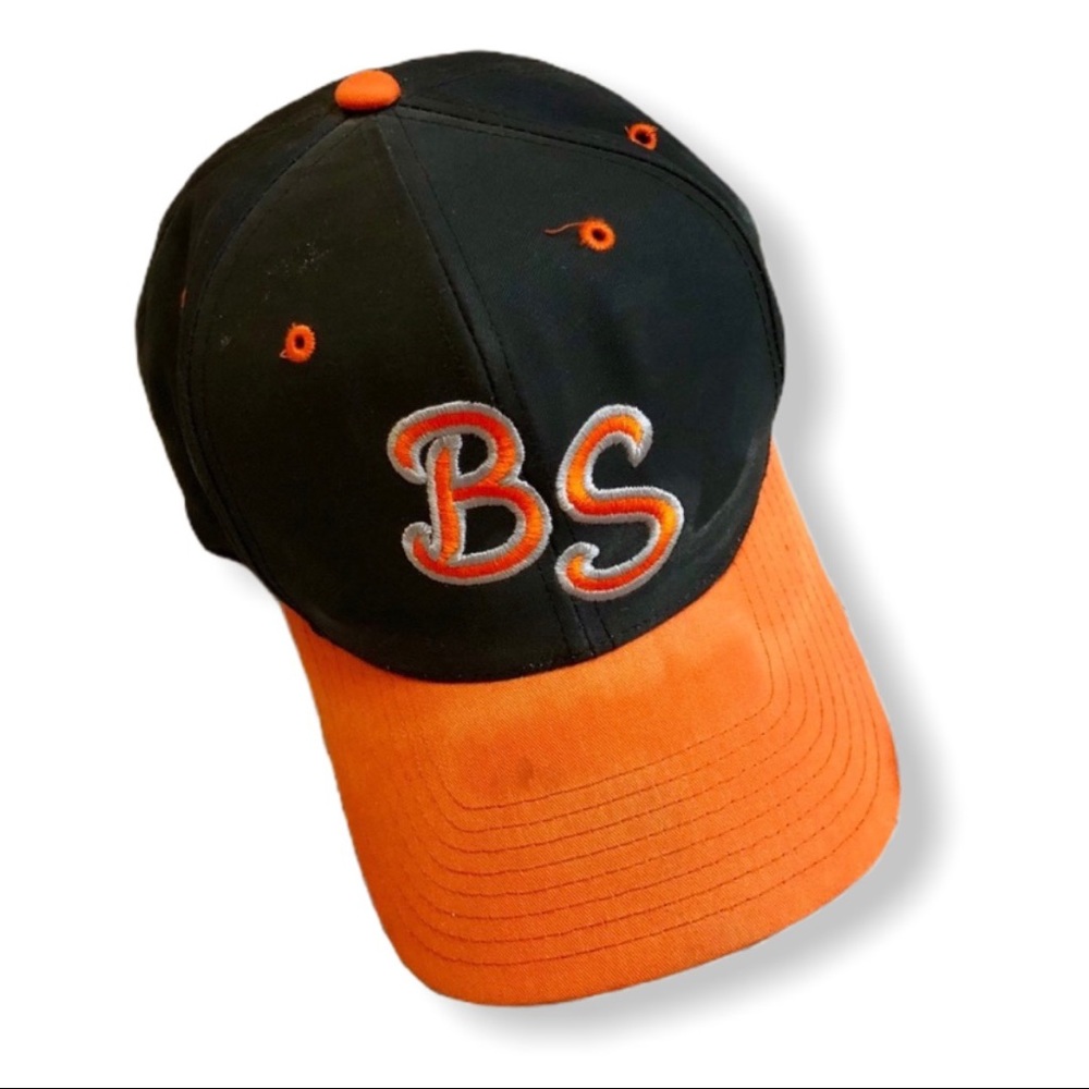 VINTAGE 90s Orange and Black “BS” SnapBack